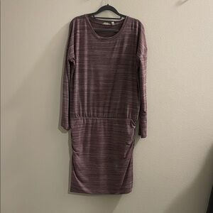 Athleta Mauve Striped Long-Sleeve Knit Dress